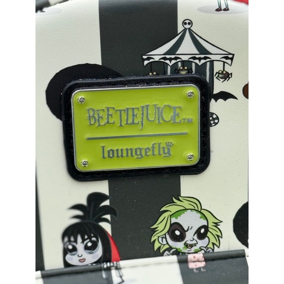 Loungefly Beetlejuice Chibi AOP Mini Backpack Black White Striped NWT BTBK0006 main image 4